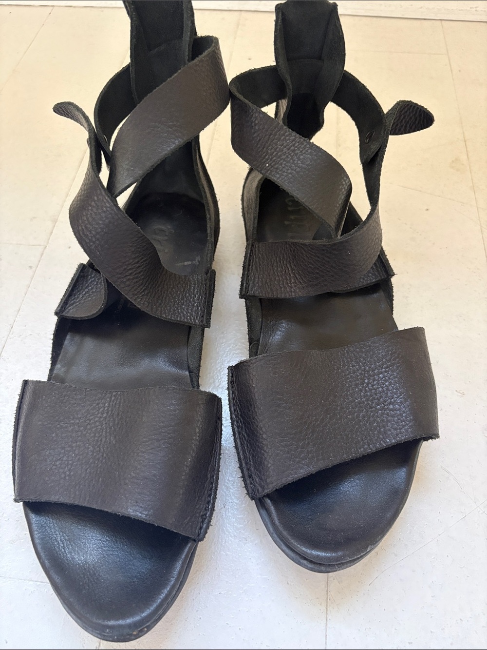 Women’s Trippen Black Leather Sandals
